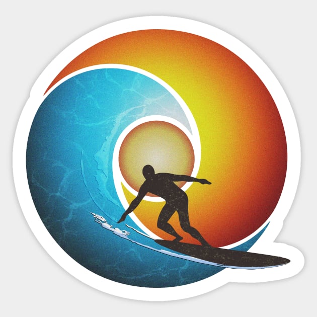 Surfing the Endless Summer Wave (v2) Sticker by Doc Multiverse Designs